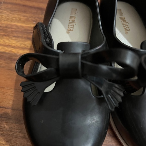 Mini Melissa Loafer Velcro size 9.0 US 25/26 EU black bow - Picture 8 of 10
